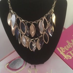 Blue and golden spiral leaf necklace